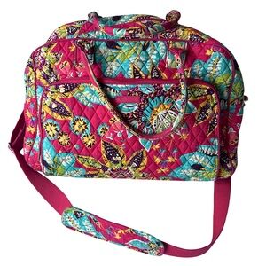 Vera Bradley Rumba Quilted Weekender Duffel Bag Orange Tropical Floral